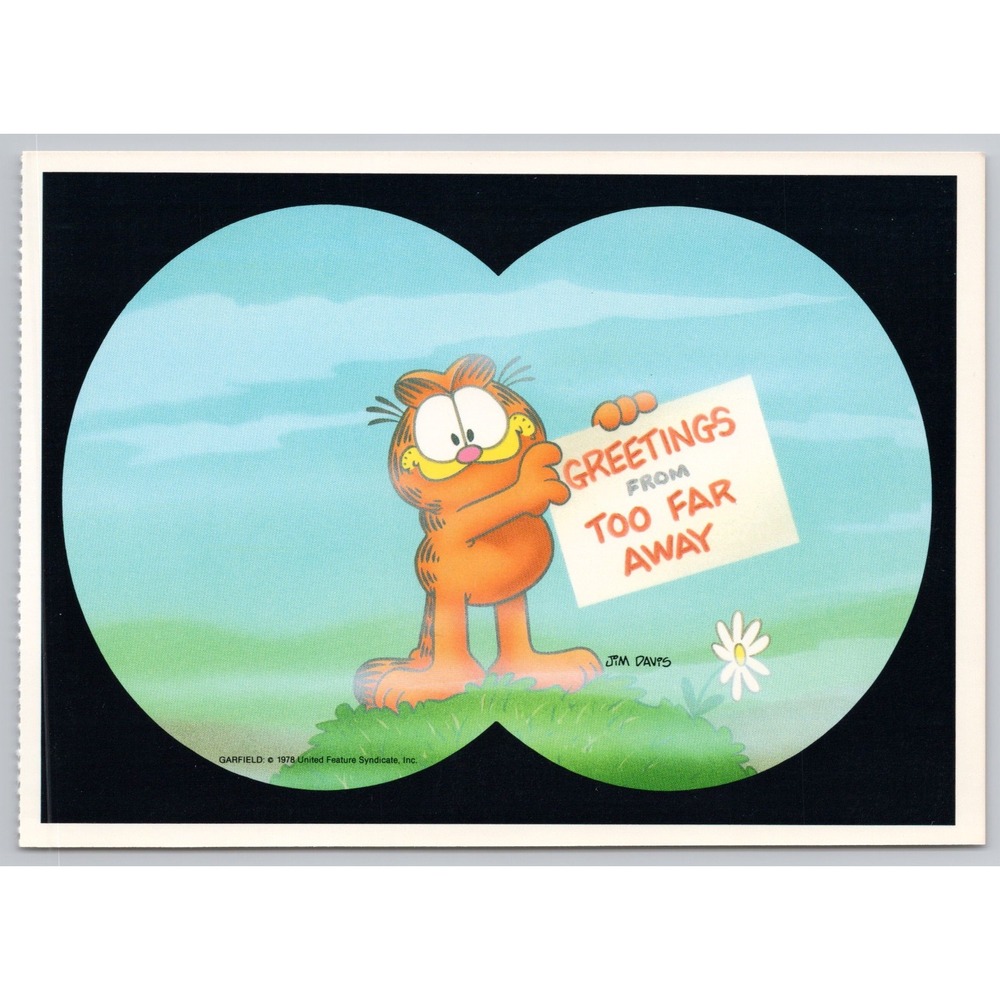 Vintage Garfield the Cat Postcard Jim Davis 1978 Greetings From Too Far B1